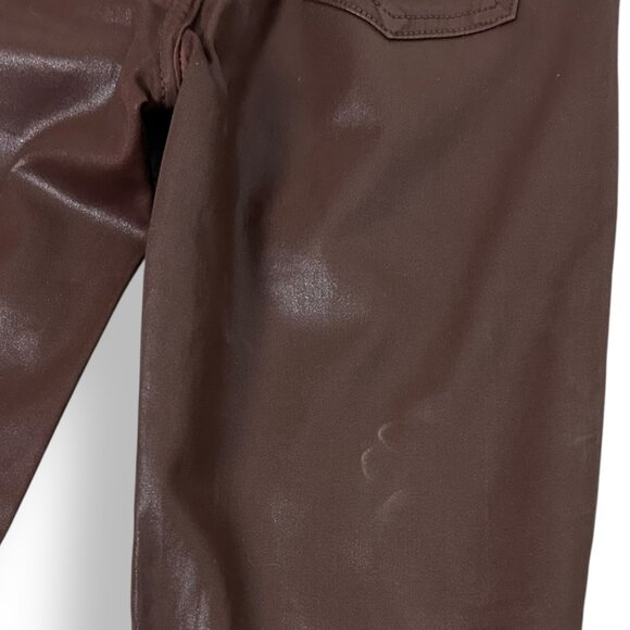 Joe's Jeans High Rise Charlie Skinny Ankle Coated Faux Leather Brown Sz 25 - Picture 5 of 8